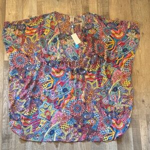 Bleu Rod Beattie Multicolor Paisley Blouse size M